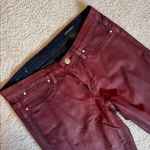 Club Monaco Women's Waxed Burgundy Jeans